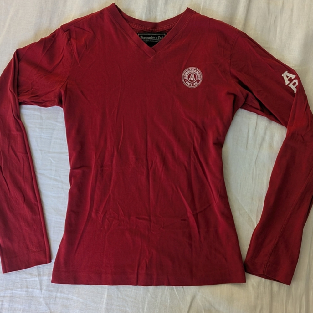 Abercrombie & Fitch Red Long Sleeve Cotton Shirt
